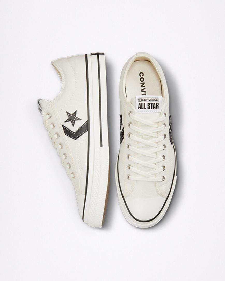 Tenis Converse Star Player 76 Cano Baixo Feminino Branco Pretas | PT W0T0173